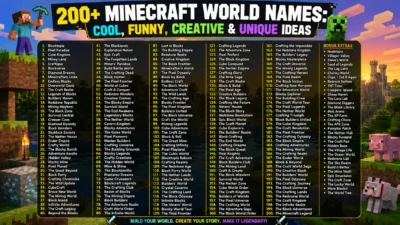 200+ Minecraft world names with cool, funny, creative, and unique ideas