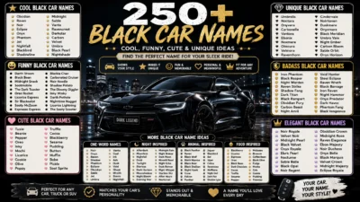black car names with cool, funny, cute, unique, badass, and elegant ideas
