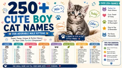 250+ cute boy cat names for adorable male kittens, including sweet, funny, unique, and playful ideas