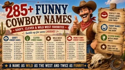 285+ funny cowboy names with goofy, clever, and wild West ideas for characters, stories, and games