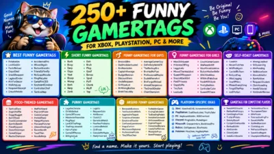 funny gamertags for Xbox, PlayStation, PC, Minecraft, Roblox, and more