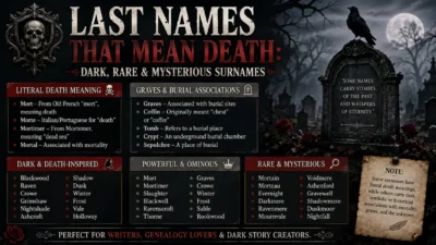 Last names that mean death with dark, rare, mysterious, burial, and gothic surname ideas
