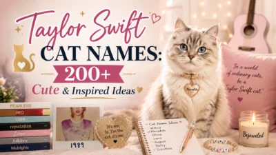Taylor Swift cat names featuring a blue-eyed cat and 200+ cute inspired ideas