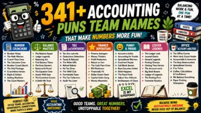 341+ accounting puns team names with funny, clever ideas to make numbers and teamwork more fun