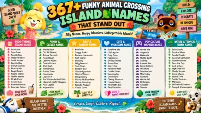 367+ funny Animal Crossing island names with clever, cute, food, pop culture, and tropical ideas