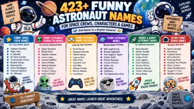 423+ funny astronaut names for space crews, characters, games, punny ideas, and quirky picks