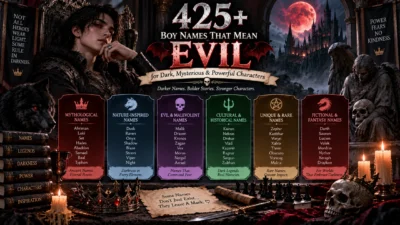 425+ boy names that mean evil for dark, mysterious, powerful, mythological, and fantasy characters