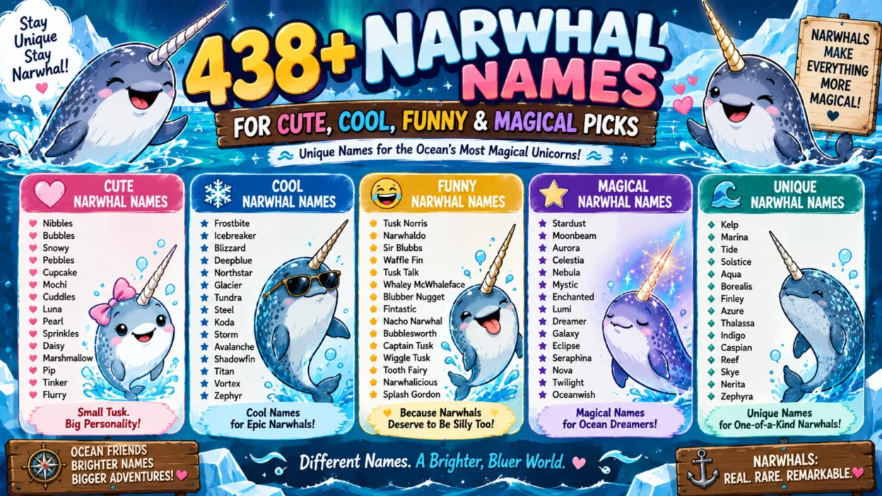 438+ narwhal names with cute, cool, funny, magical, and unique ideas for ocean lovers