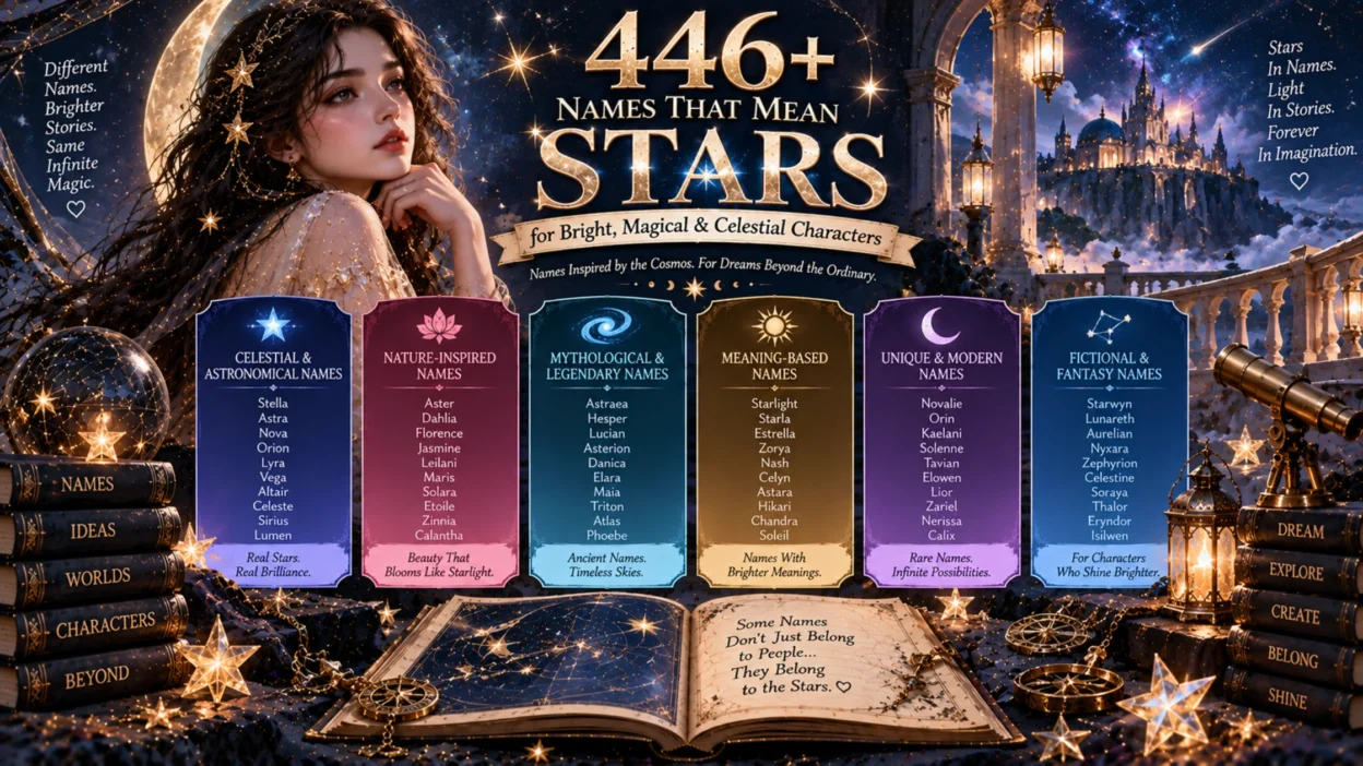 446+ names that mean stars for bright, magical, celestial, mythological, and fantasy characters