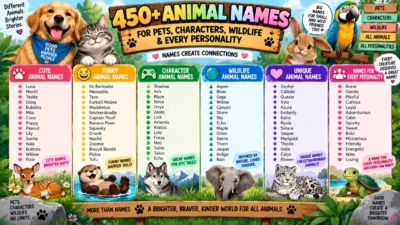 450+ animal names for pets, characters, wildlife, and every personality type