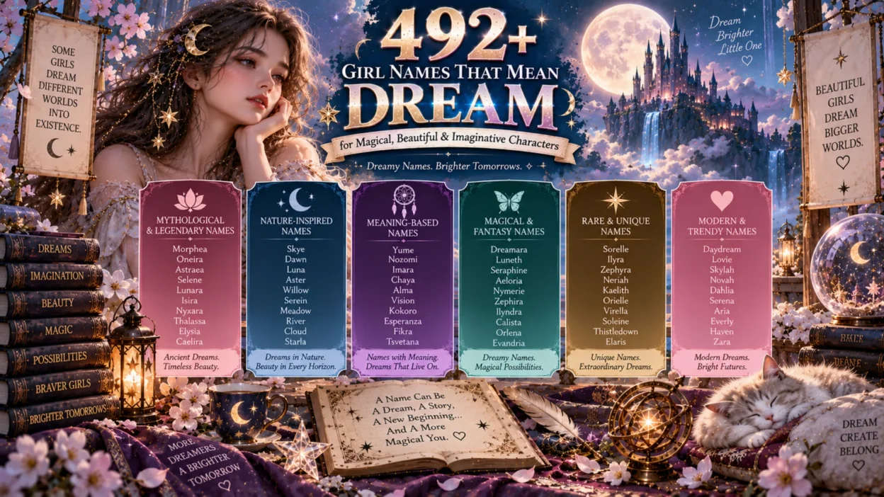 492+ girl names that mean dream for magical, beautiful, imaginative, and fantasy characters