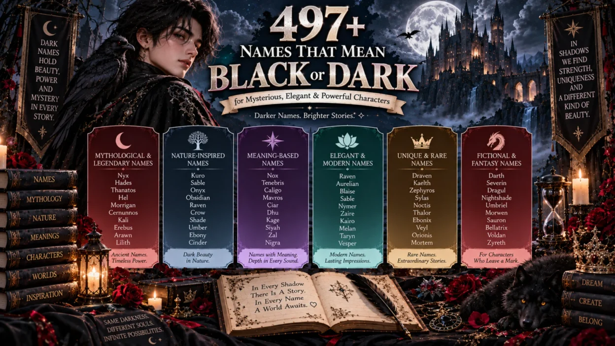497+ names that mean black or dark for mysterious, elegant, powerful, gothic, and fantasy characters