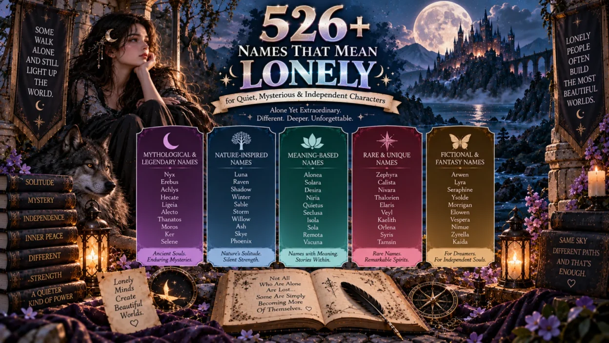 526+ names that mean lonely for quiet, mysterious, independent, and introspective characters
